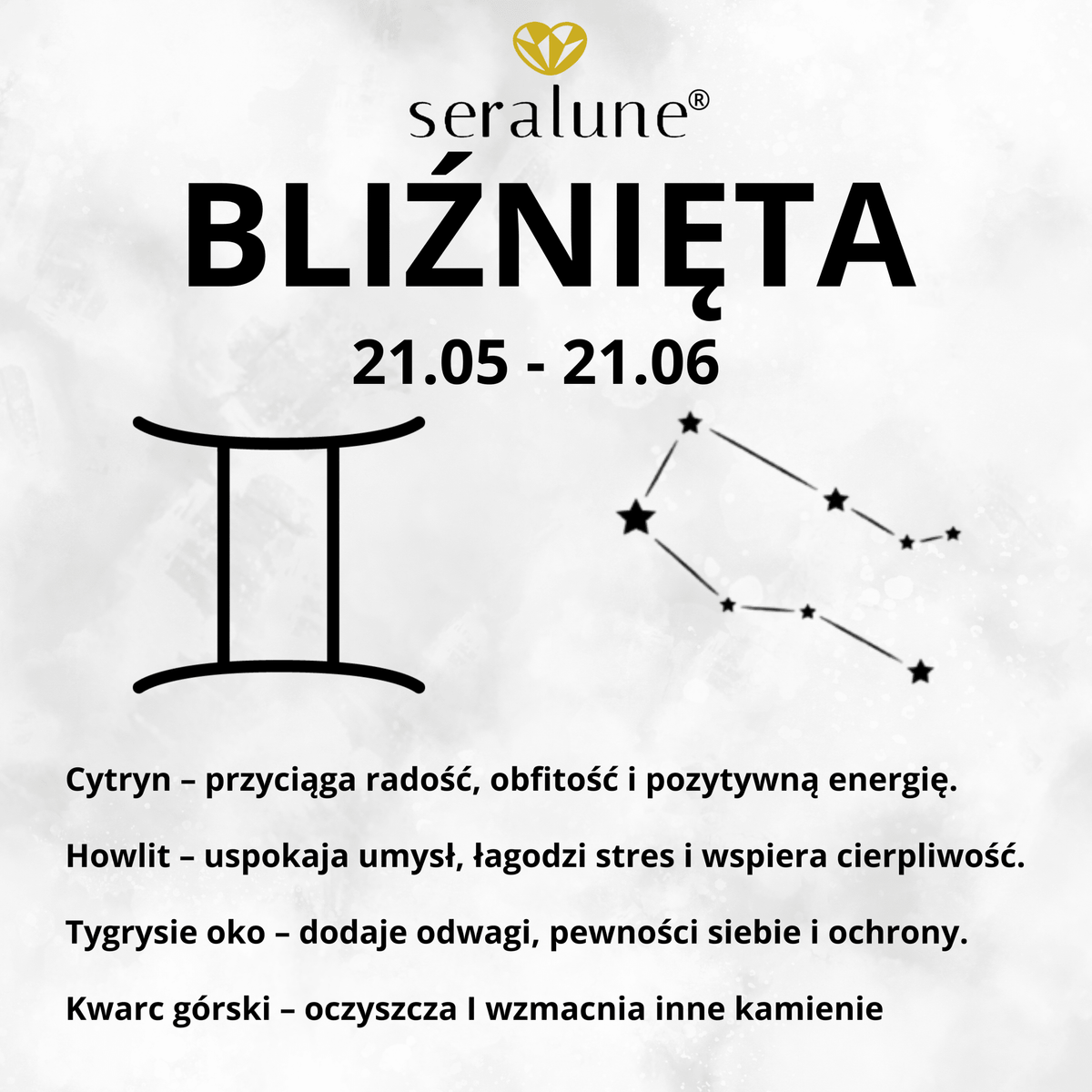 Bransoletka Znak Zodiaku Bliźnięta Cytryn Kwarc Tygrysie Oko 8mm - Seralune