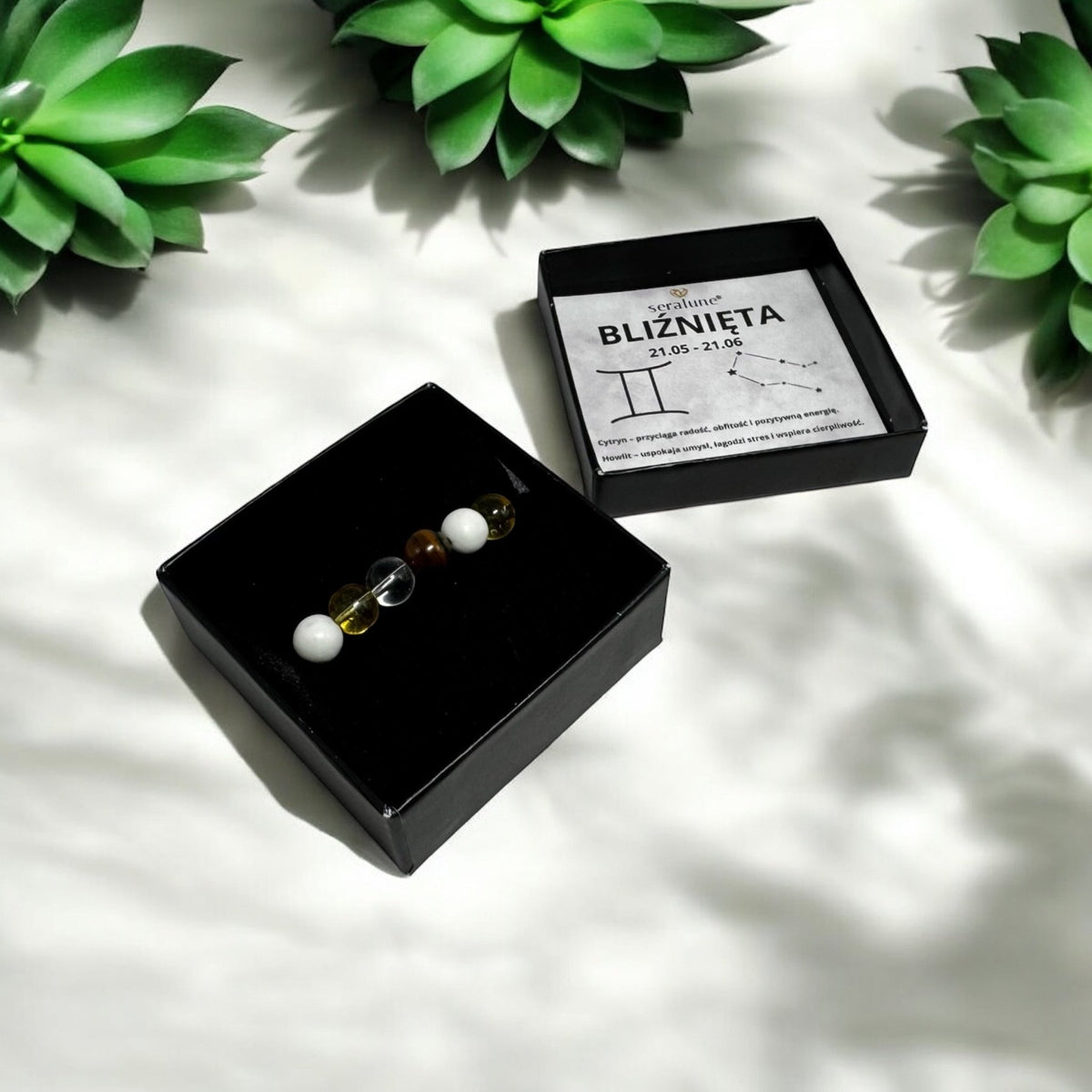 Bransoletka Znak Zodiaku Bliźnięta Cytryn Kwarc Tygrysie Oko 8mm - Seralune
