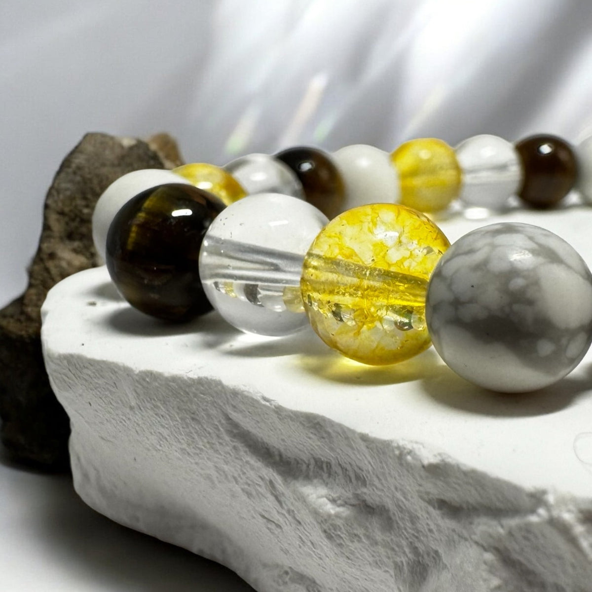 Bransoletka Znak Zodiaku Bliźnięta Cytryn Kwarc Tygrysie Oko 8mm - Seralune