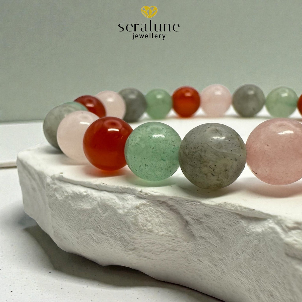 Bransoletka Znak Zodiaku Byk Karneol Labradoryt Awanturyn Kwarc 8mm - Seralune