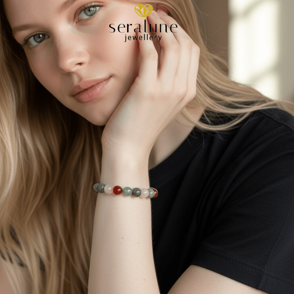 Bransoletka Znak Zodiaku Byk Karneol Labradoryt Awanturyn Kwarc 8mm - Seralune