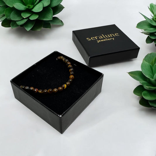 Naszyjnik Tygrysie Oko Choker Tiger Eye Naturalny Kamień 3mm - Seralune